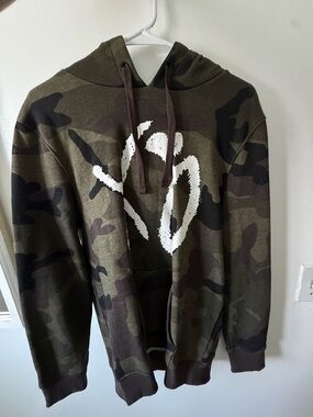 Camo Lightweight Hoodie Jacket with White Chest Graphic